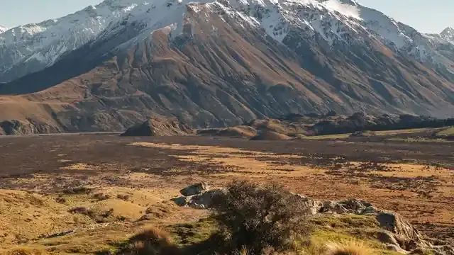 Canterbury high country with the snow-covered Southern Alps