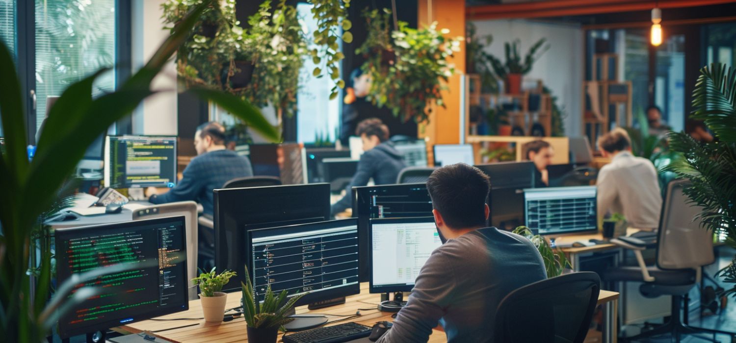 outsource It professionals working inside their office.