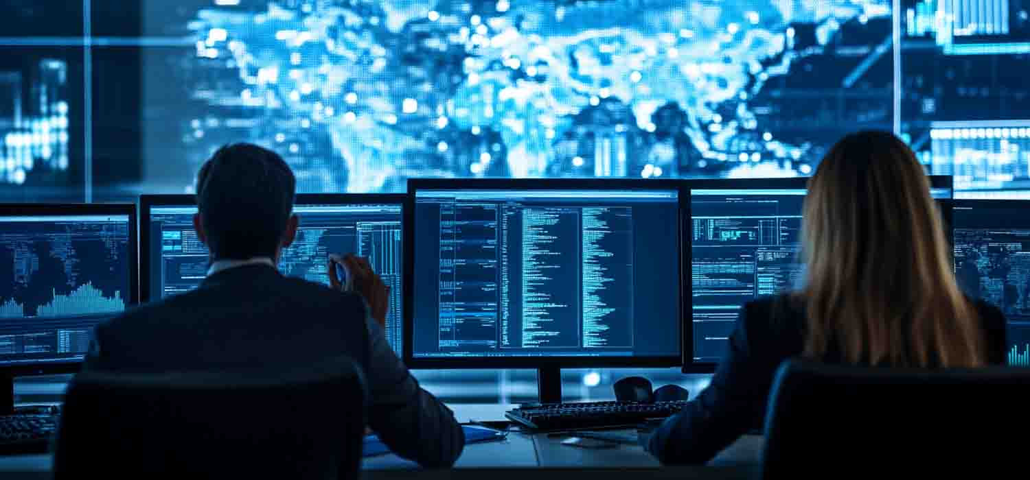 Team conducting cybersecurity audit with assessment tools