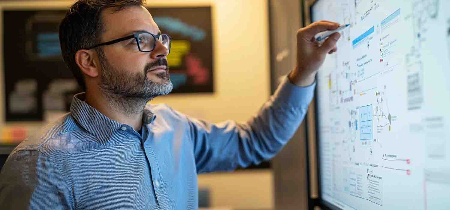 IT expert showing a diagram of shared responsibility model in IaaS platforms