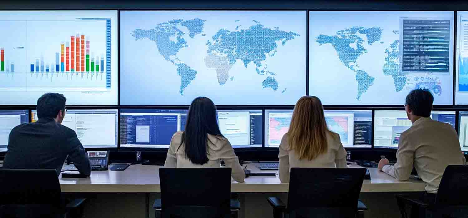 Security analysts working together in a cloud-based security operations centre