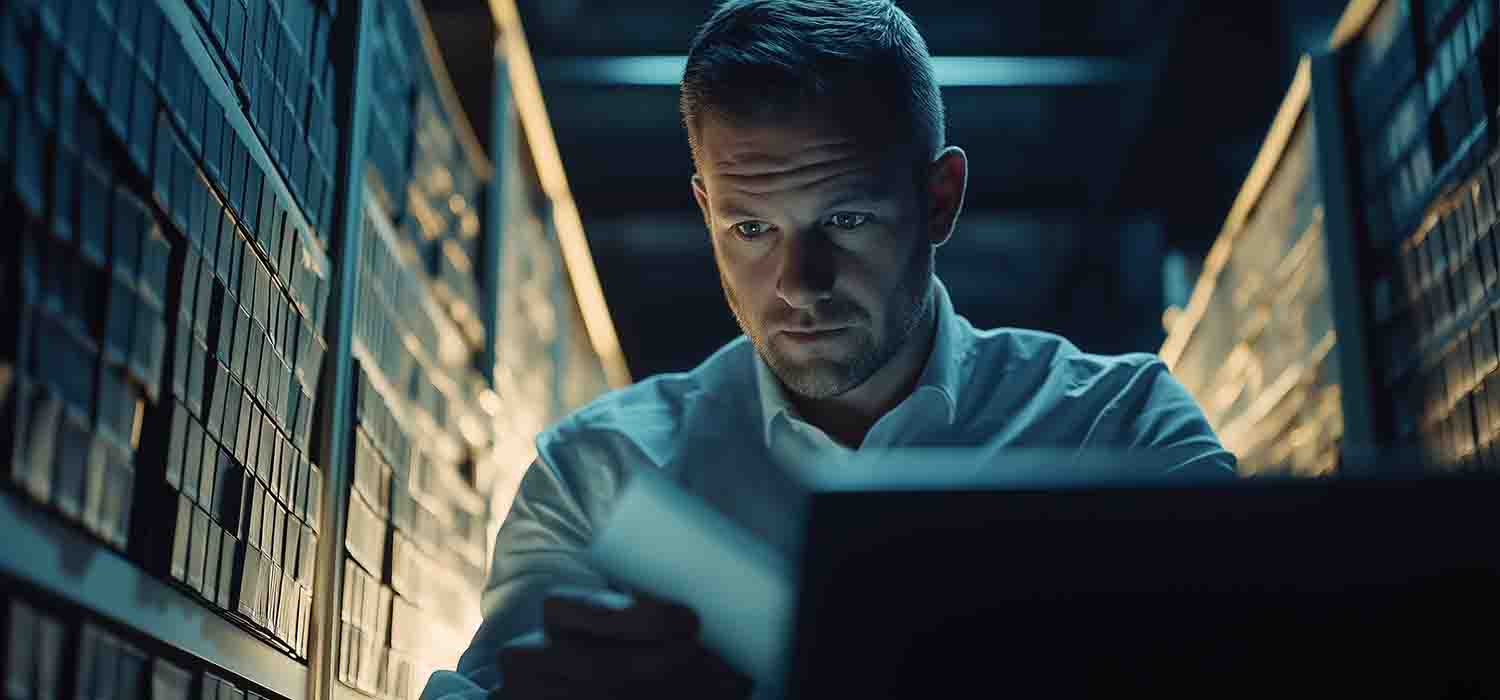 Business owner reviewing data backup and recovery options