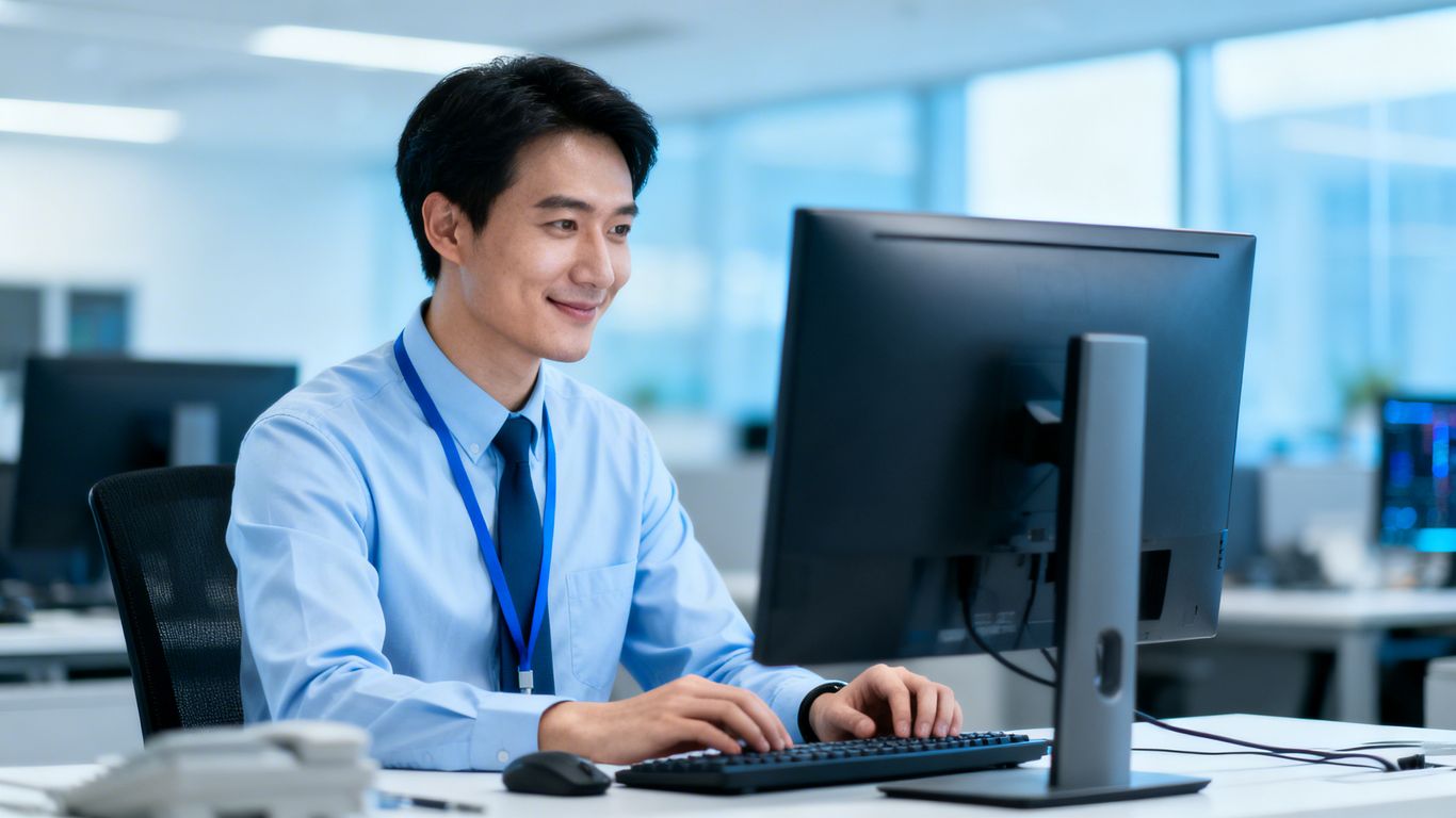 IT support technician assisting a business with technology.
