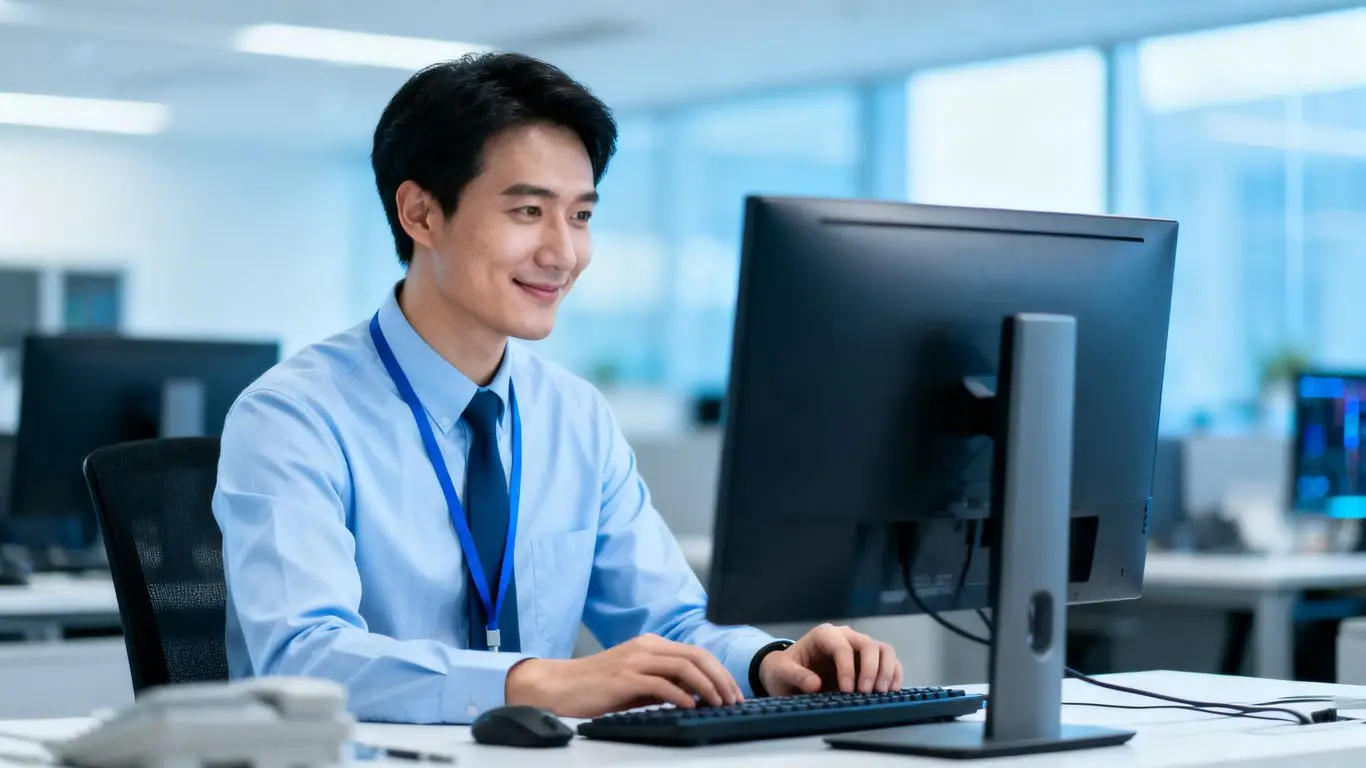 IT support technician assisting a business with technology.
