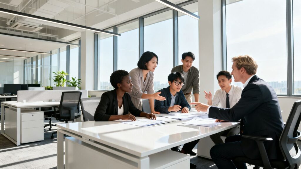 IT support team working in a modern office.