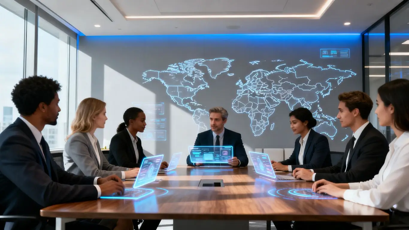 Accounting professionals using AI and expanding globally.