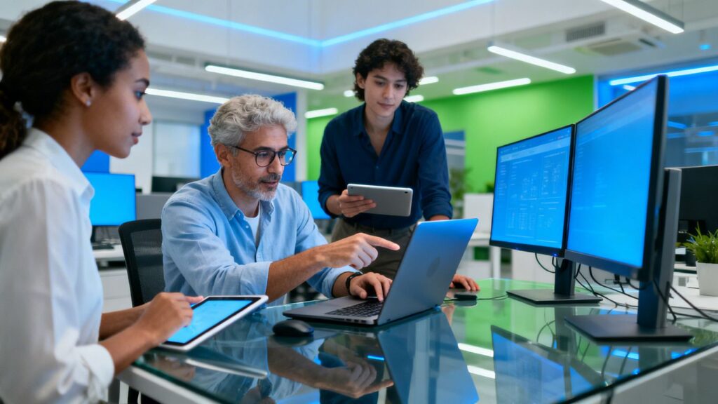 Small business team working with modern technology.