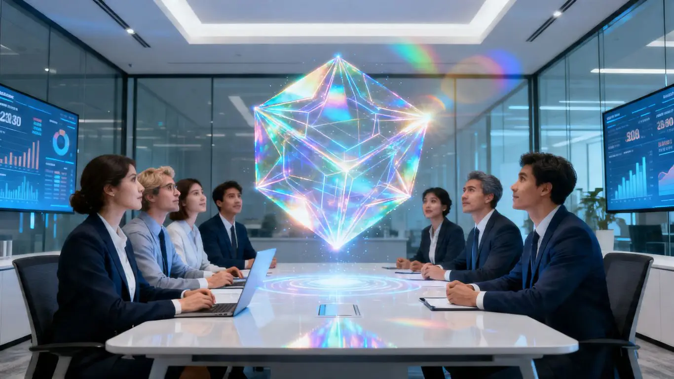 Accountants looking at AI innovation in a modern office.