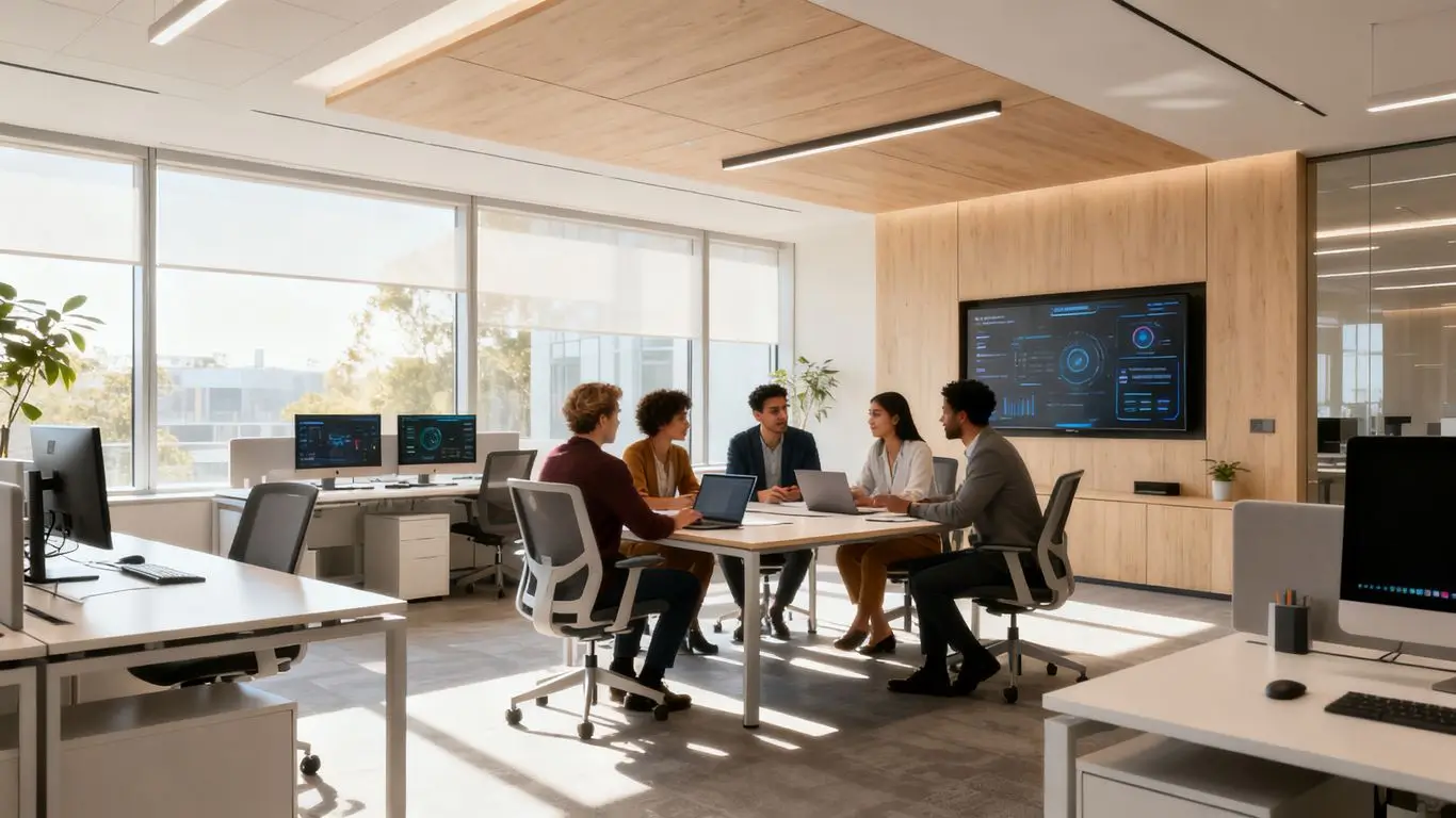 Christchurch IT consultants collaborating in a modern office.