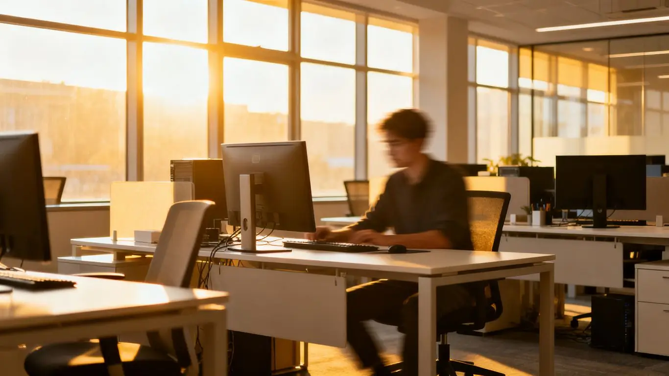Christchurch IT support office with modern workstations.