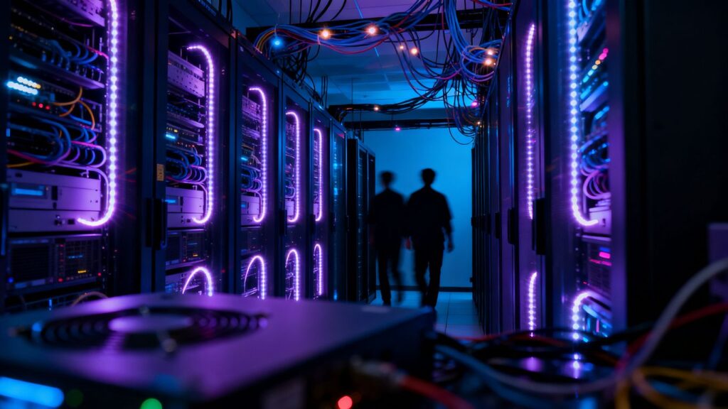 Shadow IT monitoring in a modern business server room.