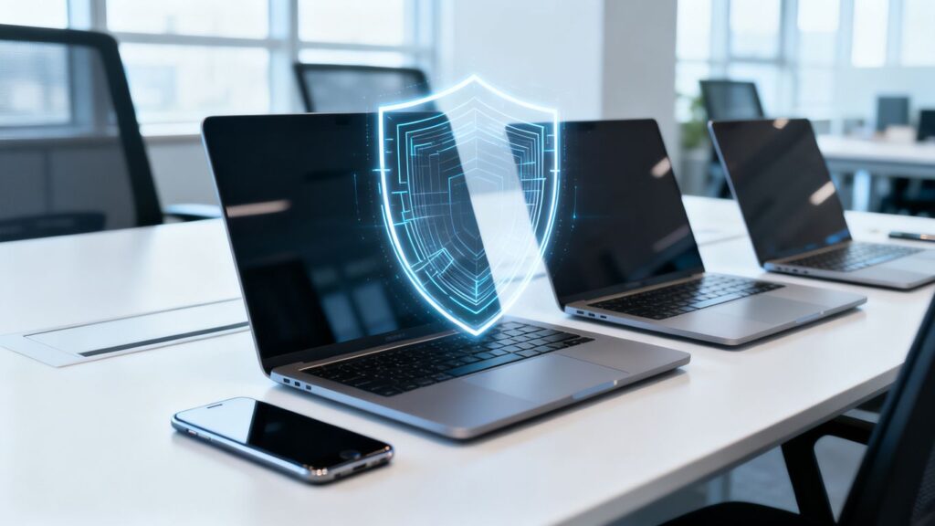 Modern devices secured by a digital shield.