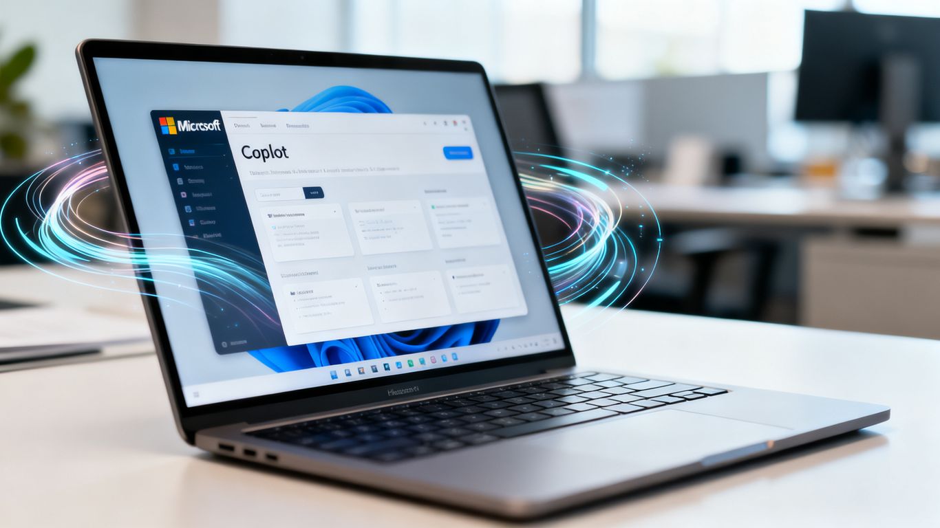 Microsoft Copilot setup on a laptop screen.