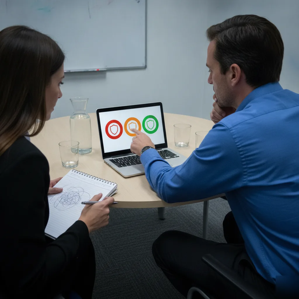 A Christchurch business team reviewing AI risks in a governance meeting