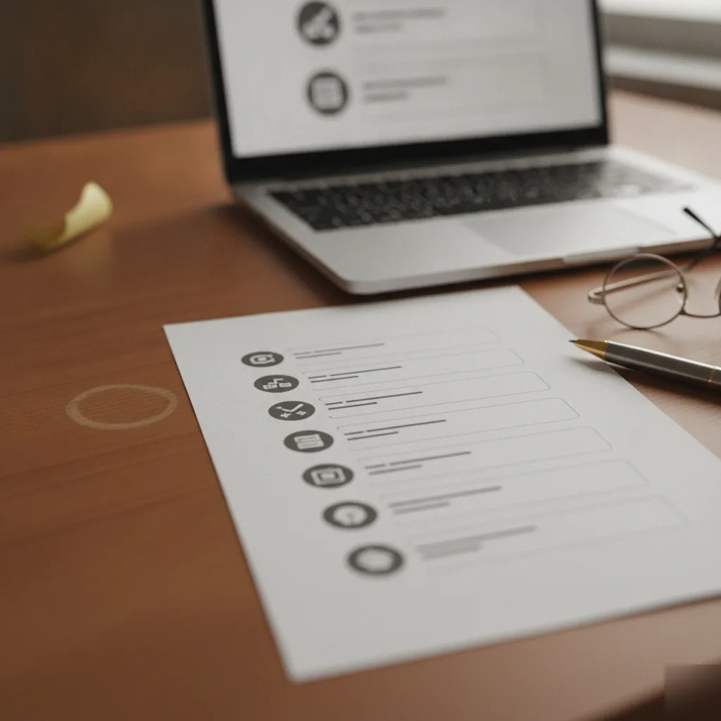 A printed checklist covering the six pillars of AI governance